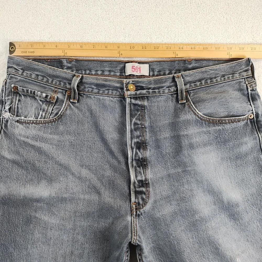 VTG Levi's 501 Jeans Men's 39x30 Black Button Fly Faded Distressed Grunge 90's